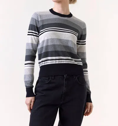 Wispr Ivy Stripe Crew Neck Sweater In Black/grey In Blue