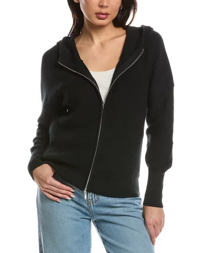 Wispr Lana Rib Detail Zip Hoodie In Black