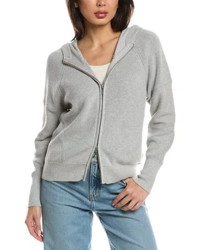 Wispr Lana Rib Detail Zip Hoodie In Gray