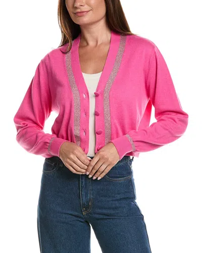 Wispr Lurex Stripe Cardigan In Pink