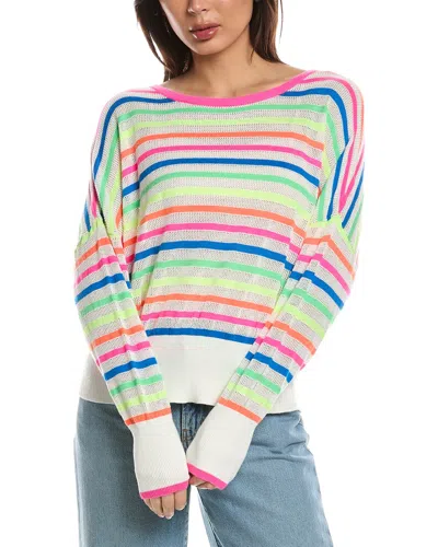 Wispr Mini Stripe Relax Neck Silk-blend Top In Multi