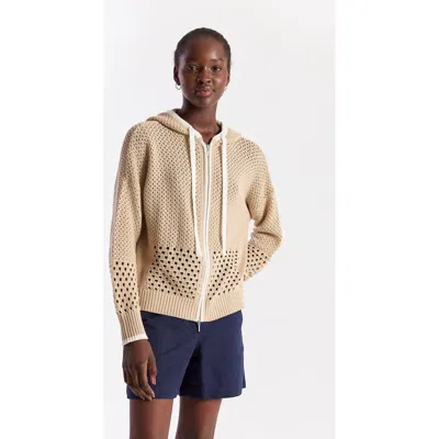 Wispr Mix Pointelle Zip Hoodie In Neutral