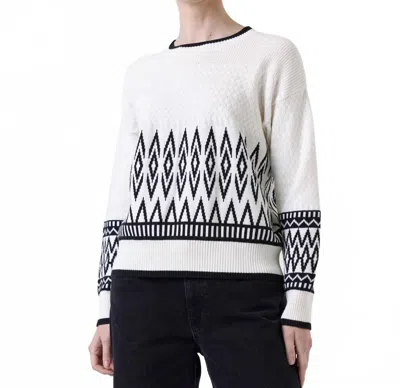 Wispr Mix Stitch Geo Crew Jumper In White