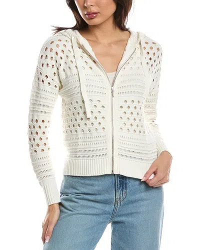 Wispr Mixed Pointelle Hoodie In White