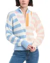 Wispr Mixed Stripe 1/2-zip Pullover In Blue