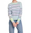 Wispr Ocean Stripe Crew Sweater In Aqua Mint In Multi