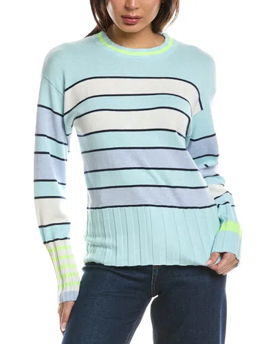 Wispr Ocean Stripe Crewneck Silk-blend Top In Multi