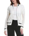 Wispr Open Cable Silk-blend Bomber Sweater In White