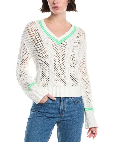 Wispr Open Cable V-neck Silk-blend Sweater In White