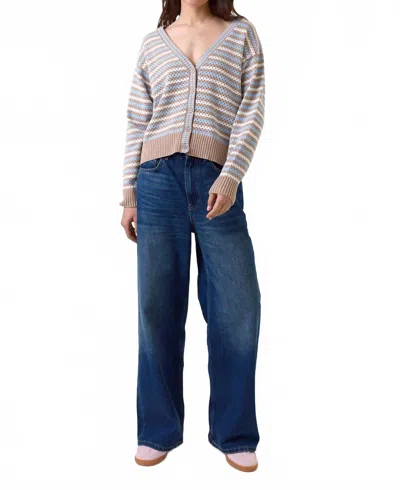 Wispr Pamilla Stripe Cardigan In Light Brown In Gray