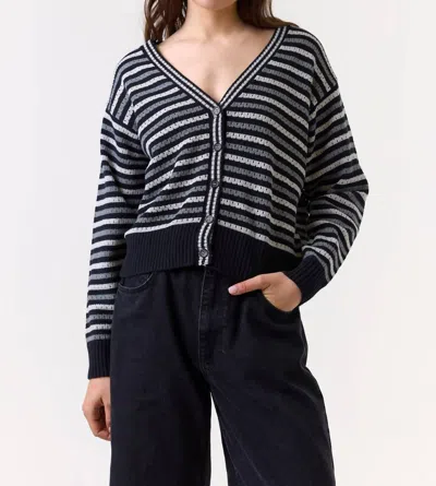 Wispr Pamilla Stripe Cardigan In Navy In Black