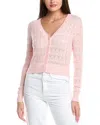 Wispr Pointelle Penny Silk-blend Cardigan In Pink