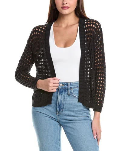 Wispr Pointelle Silk-blend Cardigan In Black