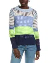 Wispr Pointelle Stripe Silk-blend Sweater In Blue