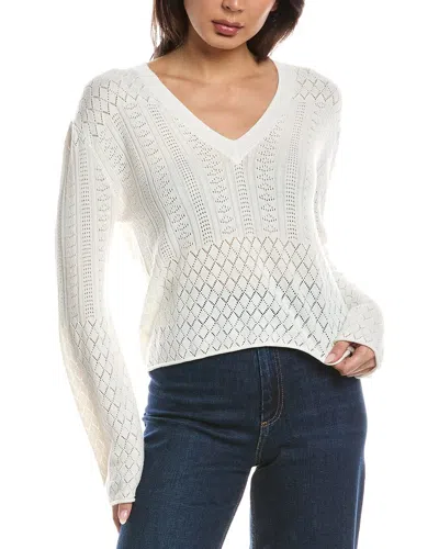 Wispr Pointelle V-neck Silk-blend Sweater In White