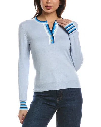 Wispr Rainbow Button Crewneck Silk-blend Top In Multi