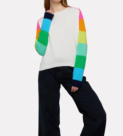 Wispr Rainbow Raglan Crew Sweater In Ice Water/neon In White