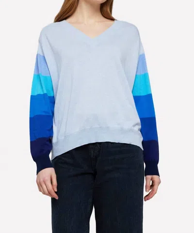 Wispr Rainbow Raglan V Neck Sweater In Frost Blue