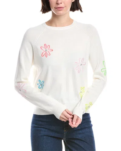 Wispr Scatter Floral Embroidery Silk-blend Sweater In White