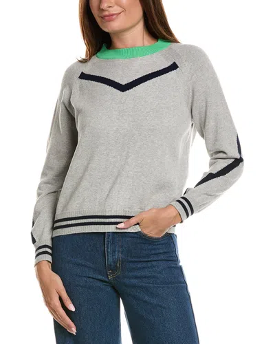 Wispr Sporty Stripe Up Sweater In Gray