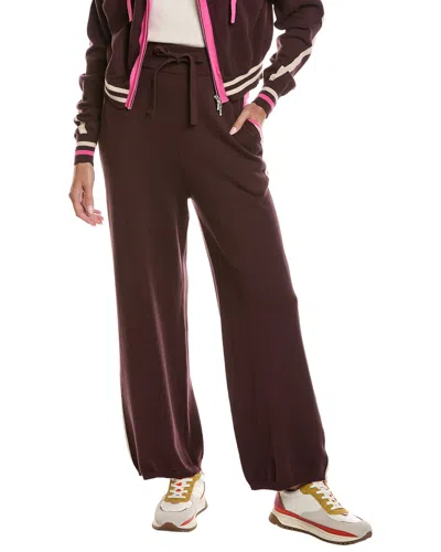 Wispr Sporty Stripe Up Wide Leg Pant In Burgundy