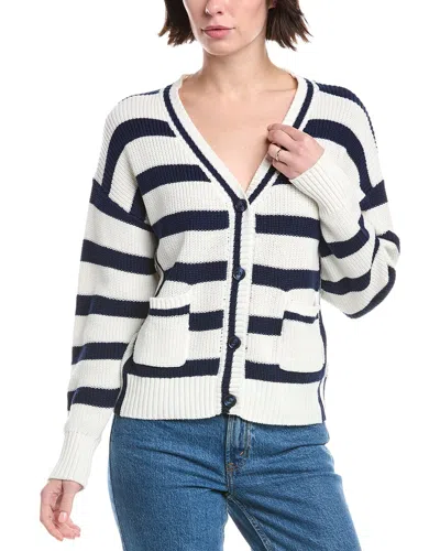 Wispr Stripe Crop Cardigan In Blue