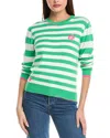 Wispr Stripe Flower Silk-blend Sweater In Green