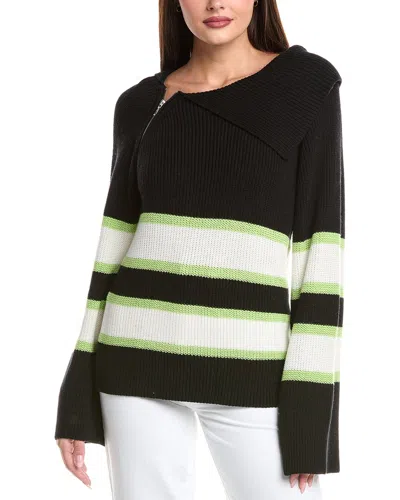 WISPR STRIPE ZIP NECK SILK-BLEND SWEATER