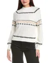 Wispr Textured Geo Silk-blend Sweater In White