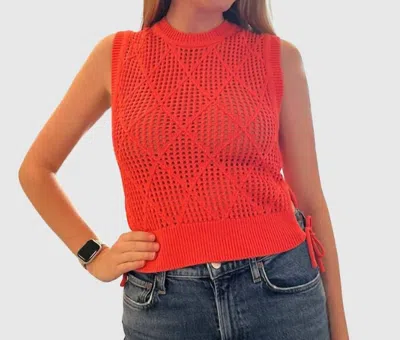 Wispr Tie Detail Diamond Vest In Coral In Orange