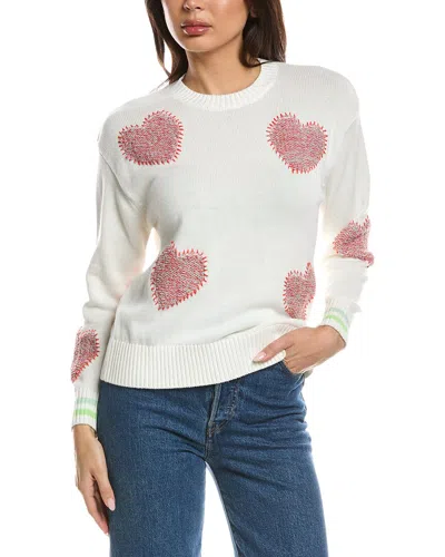 Wispr Tufted Heart Crewneck Sweater In White