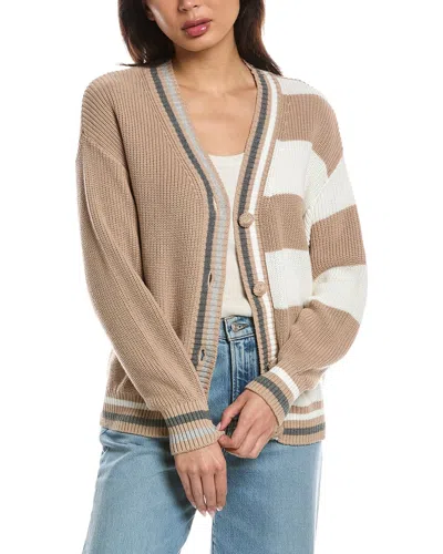 Wispr Valarie Stripe Cardigan In Brown