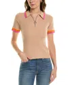 Wispr Verity Zip Silk-blend Polo Sweater In Brown