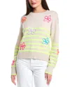 Wispr Violet Floral Stripe Silk-blend Sweater In Green
