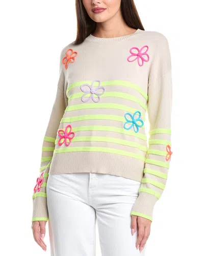 Wispr Violet Floral Stripe Silk-blend Sweater In Green