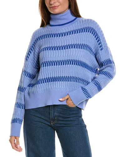 Wispr Wave Stitch Roll Neck Sweater In Blue