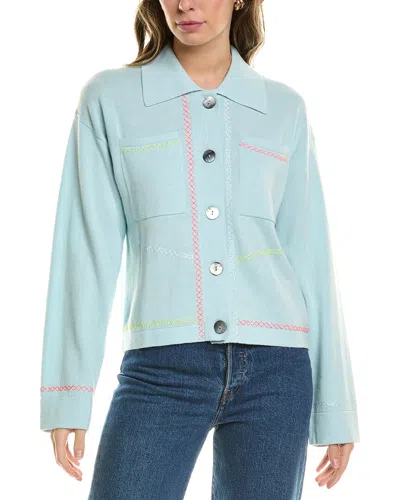 Wispr Winnie Silk-blend Shacket In Blue