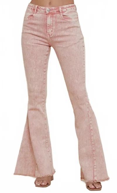 Wisteria Lane Acid Washed Bell Bottom Jeans In Rose In Pink