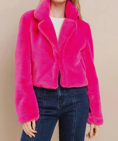 Wisteria Lane Cropped Fur Jacket In Hot Pink