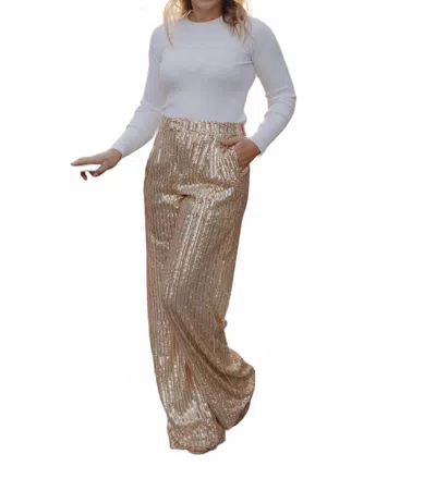 Wisteria Lane Jenna Sequin Wide Leg Pants In Gold