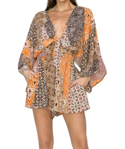 Wisteria Lane Karina Boho Chic Romper In Orange Multi