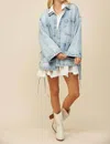 Wisteria Lane Lilly Side Tie Denim Jacket In Light Wash In Blue