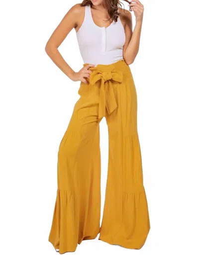 Wisteria Lane Macie Wide Leg Mustard Palazzo Bow Pants