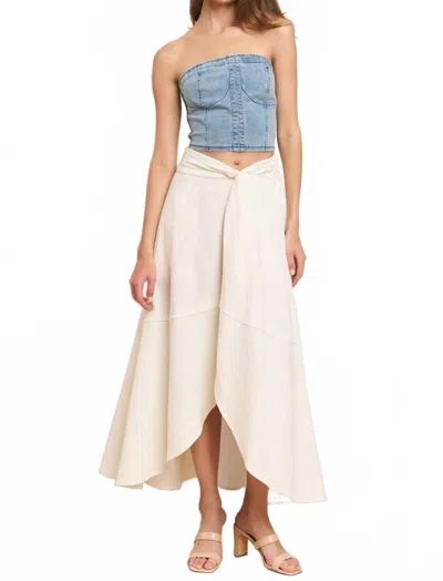 Wisteria Lane Miley Linen Faux Wrap Maxi Skirt In Off White