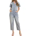 Wisteria Lane Rigid Denim Utility Jumpsuit In Light Denim In Blue