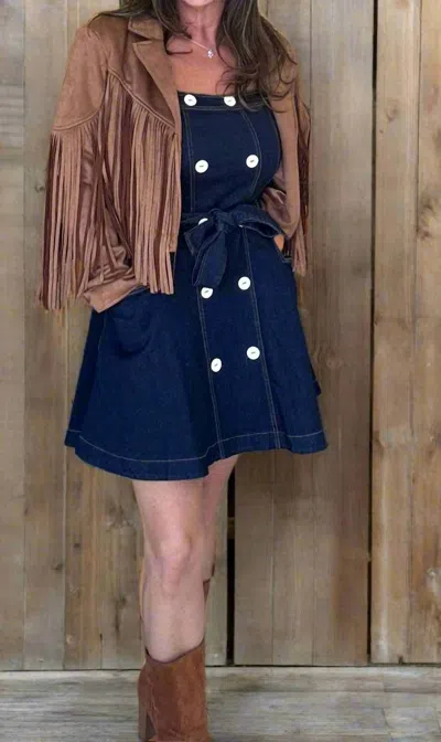 Wisteria Lane Sammie's Fringed Suede Jacket In Brown Suede In Multi