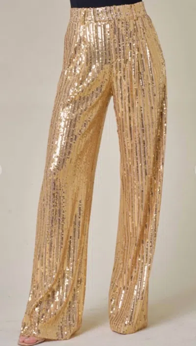 Wisteria Lane Sequin Wide Leg Pants In Gold