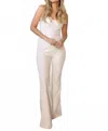 Wisteria Lane Starlight Sequin Flared Jumpsuit In White In White