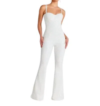 Wisteria Lane Velvet Sequins Jumpsuit In White