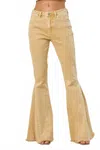 Wisteria Lane Western Distress Flare Jeans In Sand In Brown
